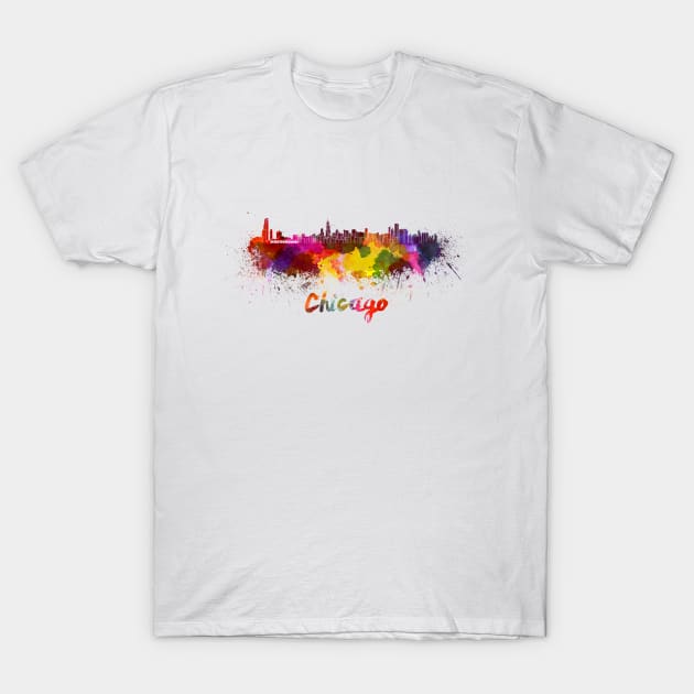 Chicago skyline in watercolor T-Shirt by PaulrommerArt